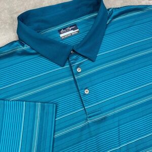 Ben Hogan Golf Polo Shirt Men 3XL Teal Blue Striped Recycled Performance Stretch